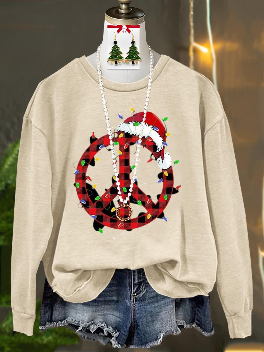 Peace And Love Christmas Art Print Casual Sweatshirt