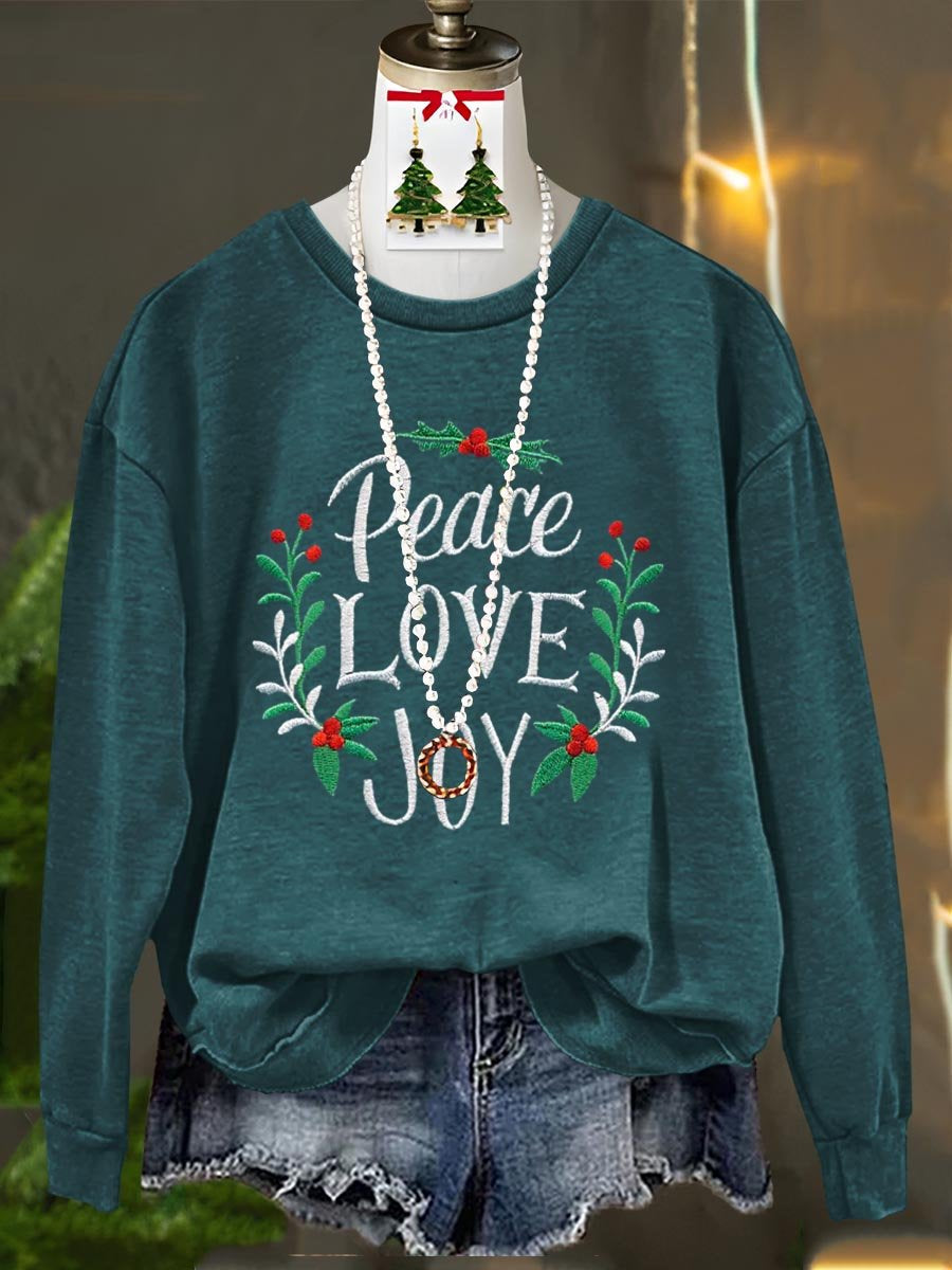 Peace And Love Joy Merry Christmas Art Print Casual Sweatshirt