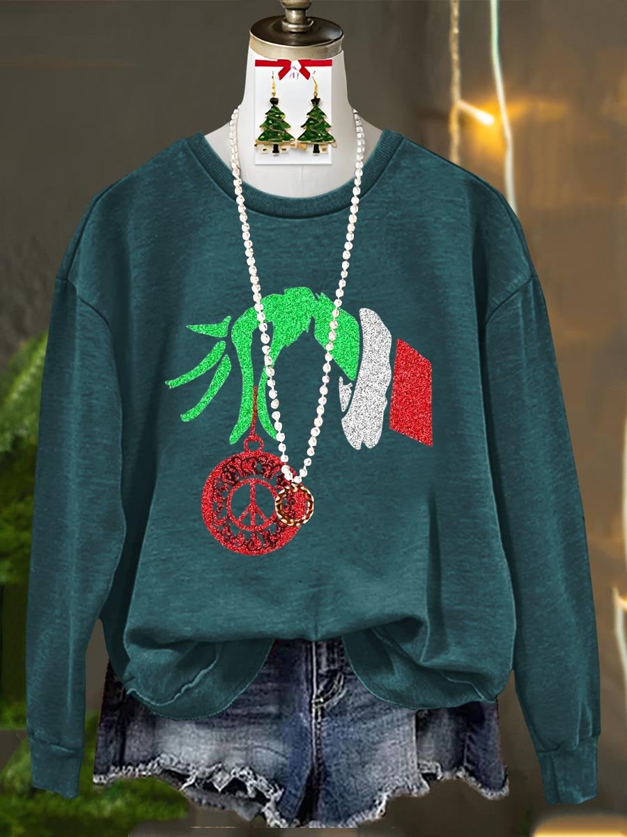 Peace And Love Merry Christmas Art Print Casual Sweatshirt