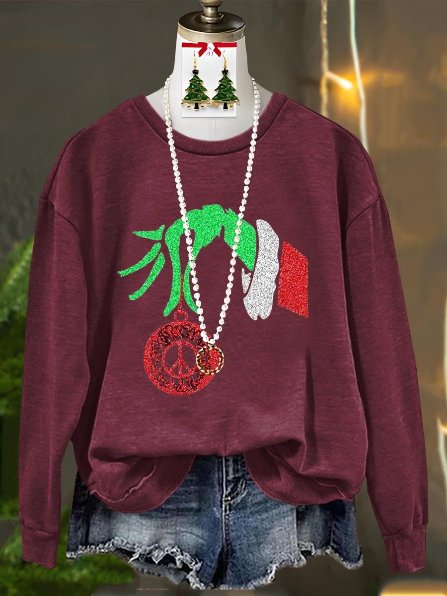Peace And Love Merry Christmas Art Print Casual Sweatshirt
