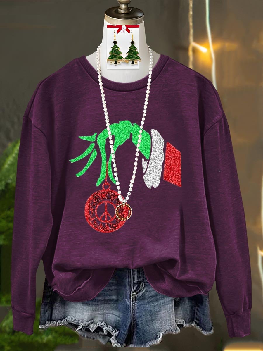 Peace And Love Merry Christmas Art Print Casual Sweatshirt