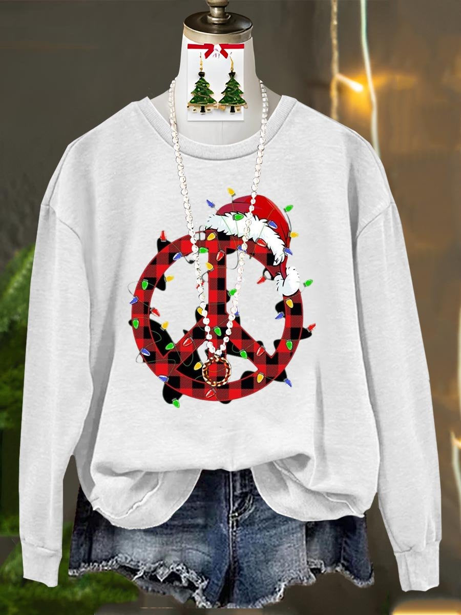 Peace And Love Christmas Art Print Casual Sweatshirt