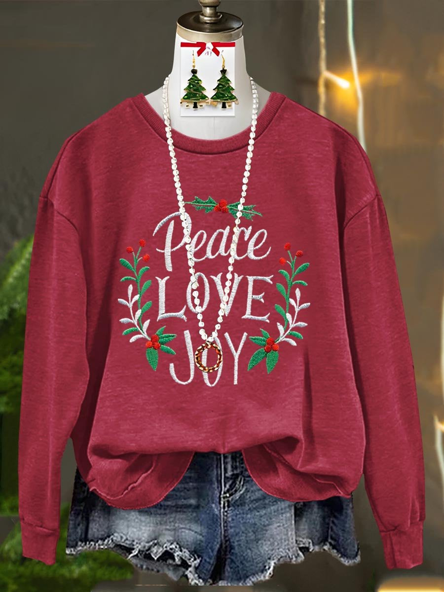 Peace And Love Joy Merry Christmas Art Print Casual Sweatshirt
