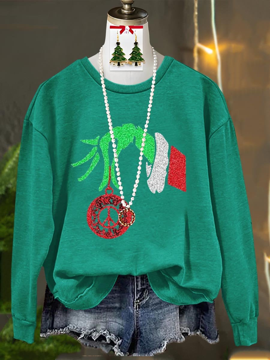 Peace And Love Merry Christmas Art Print Casual Sweatshirt