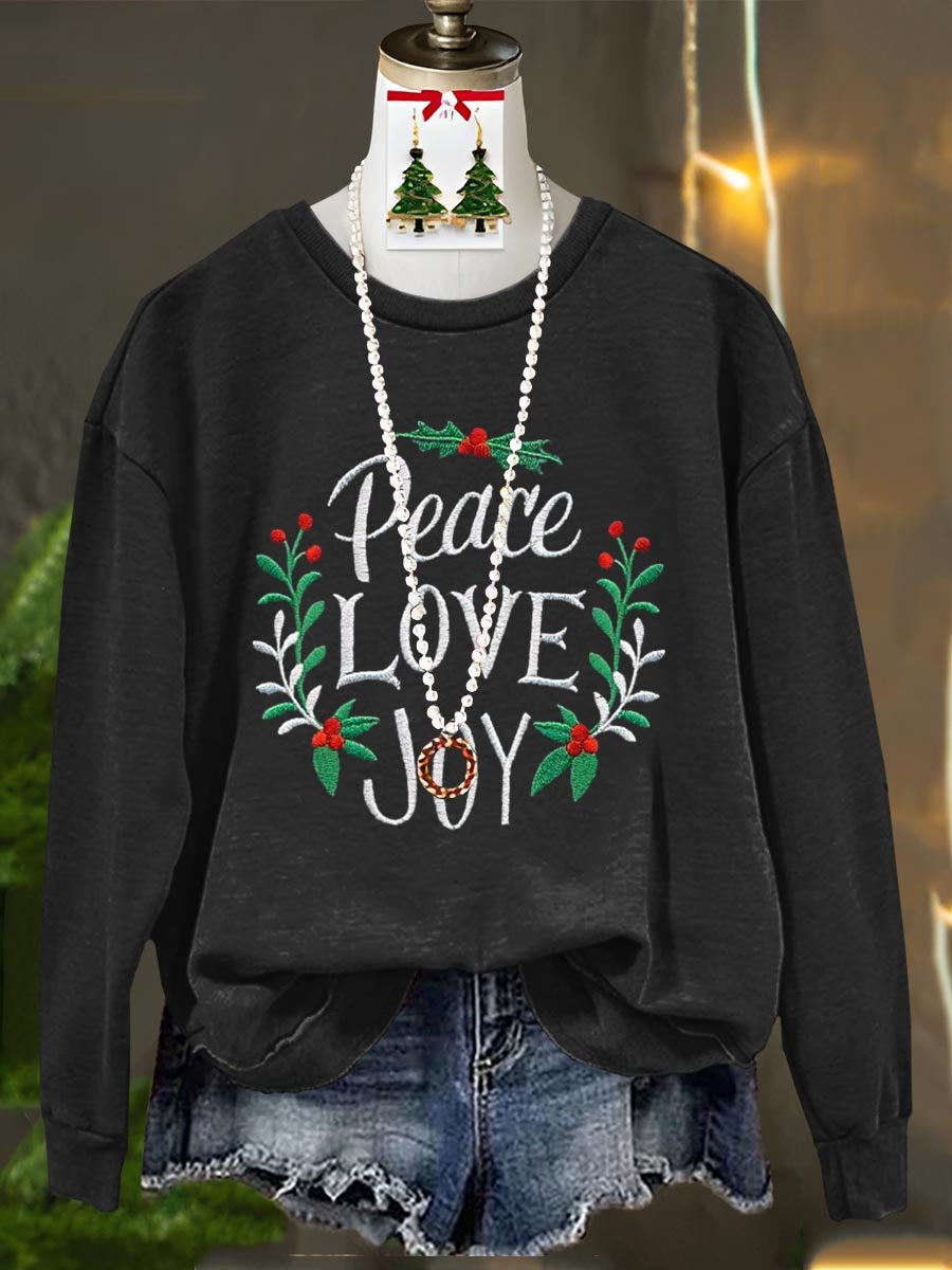 Peace And Love Joy Merry Christmas Art Print Casual Sweatshirt