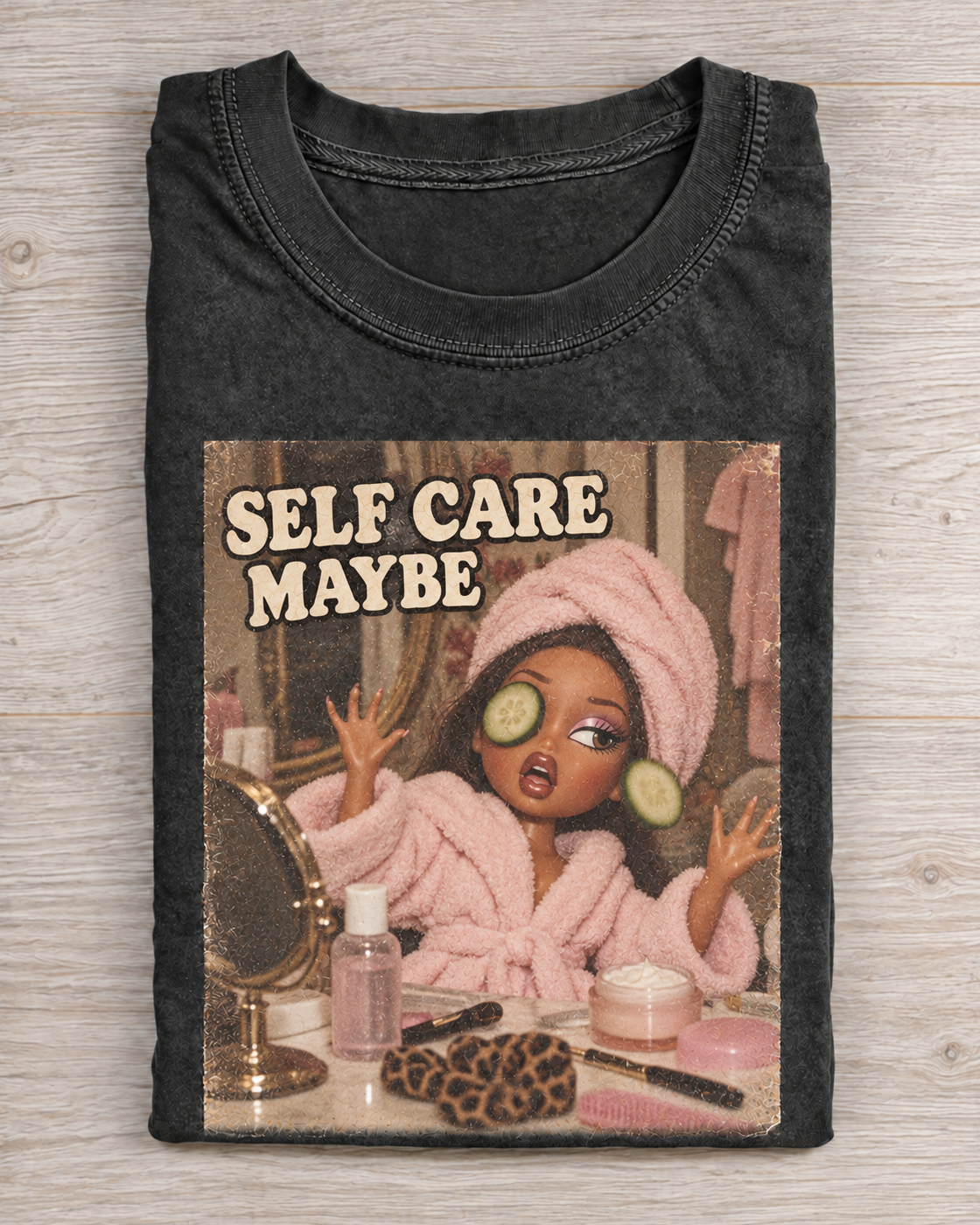 Black Washed Doll Self Care Maybe Graphic Tee