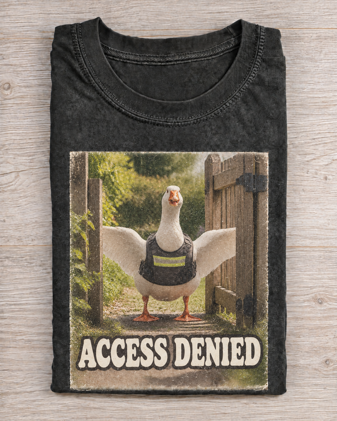 Black Washed Goose Access Denied Graphic Tee
