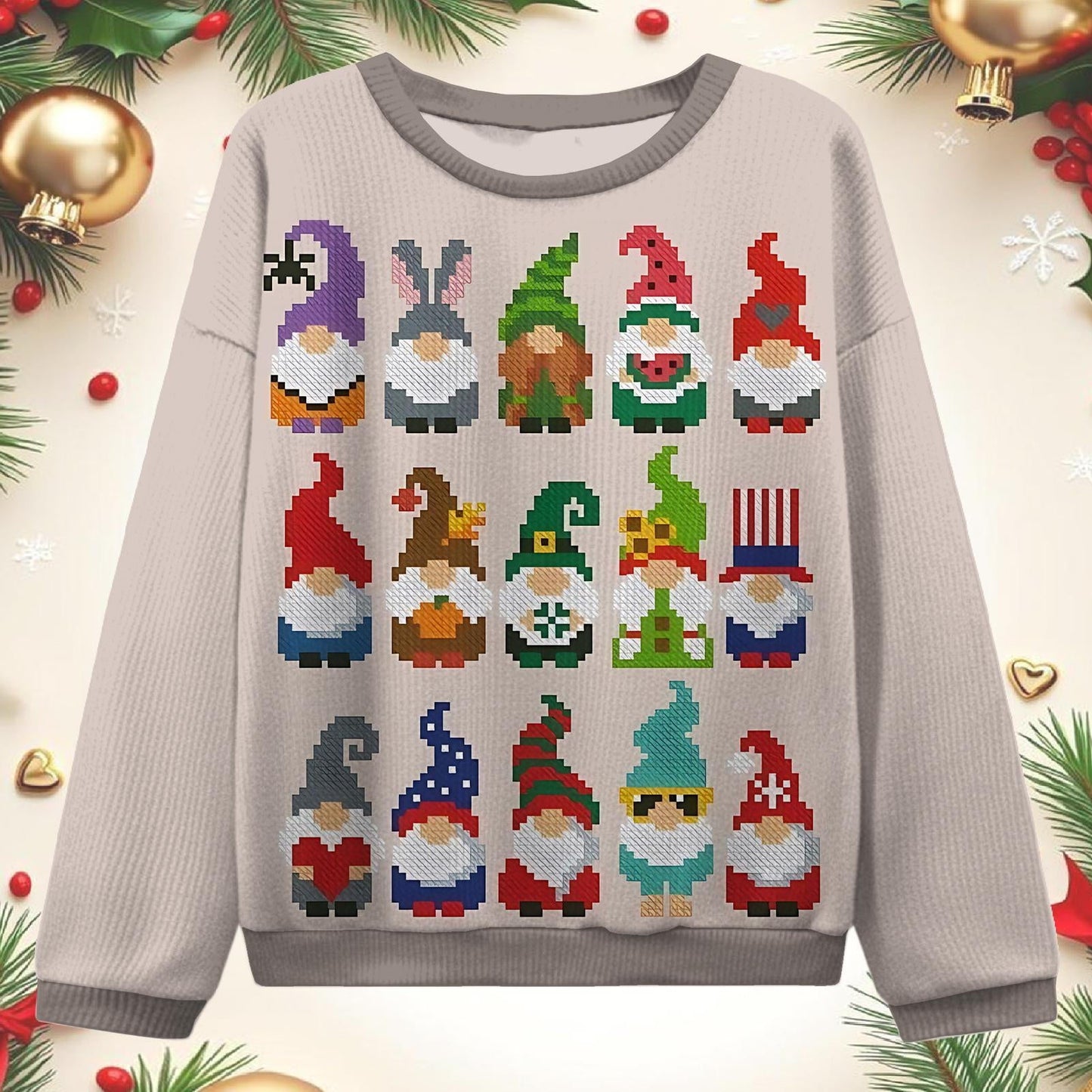 Santa Claus Building Blocks Collection Women's round neck ugly sweater