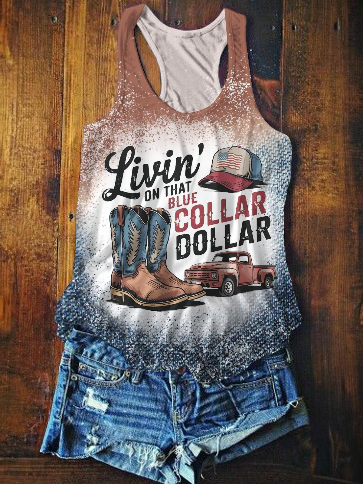 Retro Western Cowboy Print Casual Tank Top