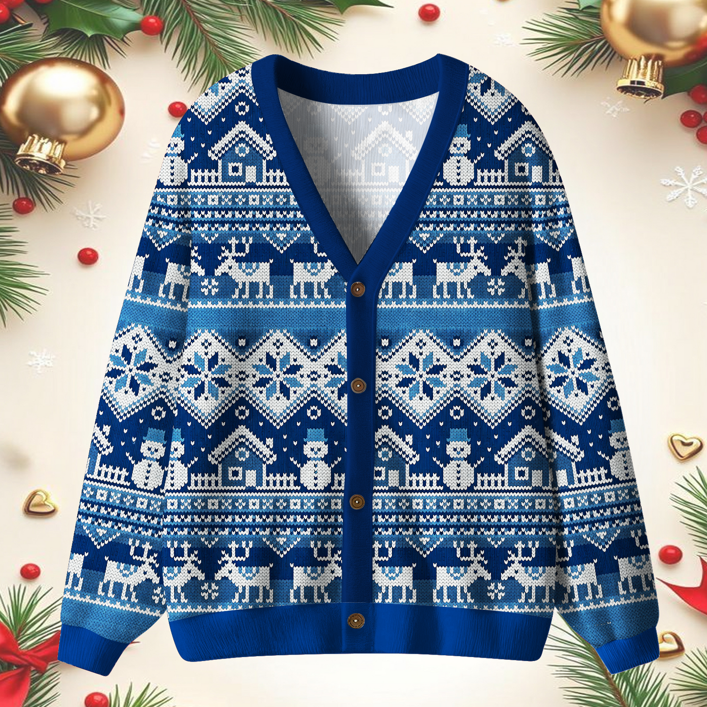 Unisex Fun And Retro Winter Christmas Ugly Cardigan Sweaters