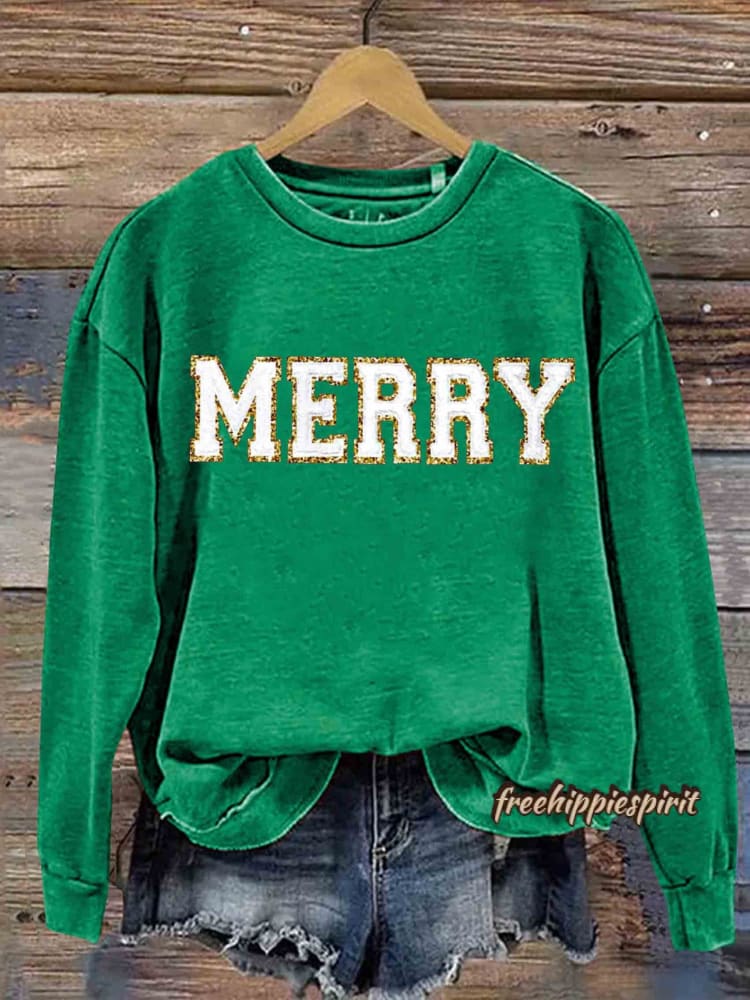 Merry Christmas Print Casual Sweatshirt