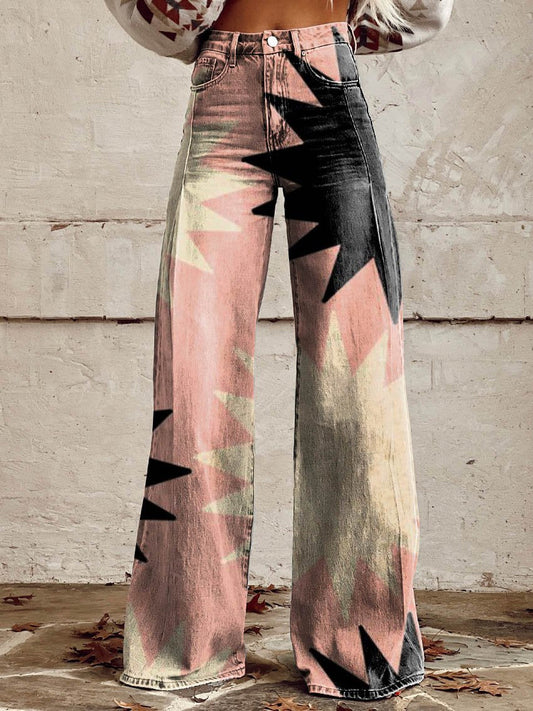 Women's Pink Explosion Casual Wide Leg Pants