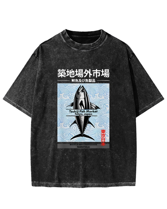 Tokyo Tsukiji Off Market, Japan Vintage Washed T-shirt