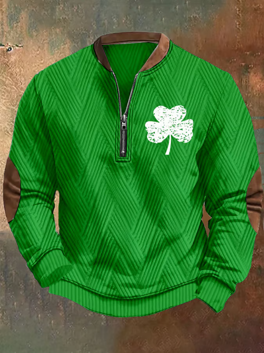 Men's St. Patrick's Day Print Zip-Up Sweatshirt