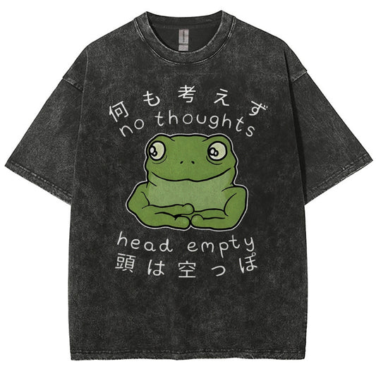 Unisex Frog Printed Washed Tee