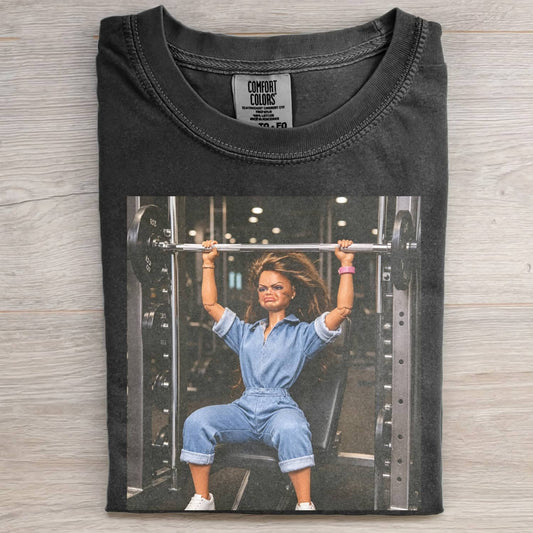 GYM DOLL GIRL FUNNY FACE MEME TEE
