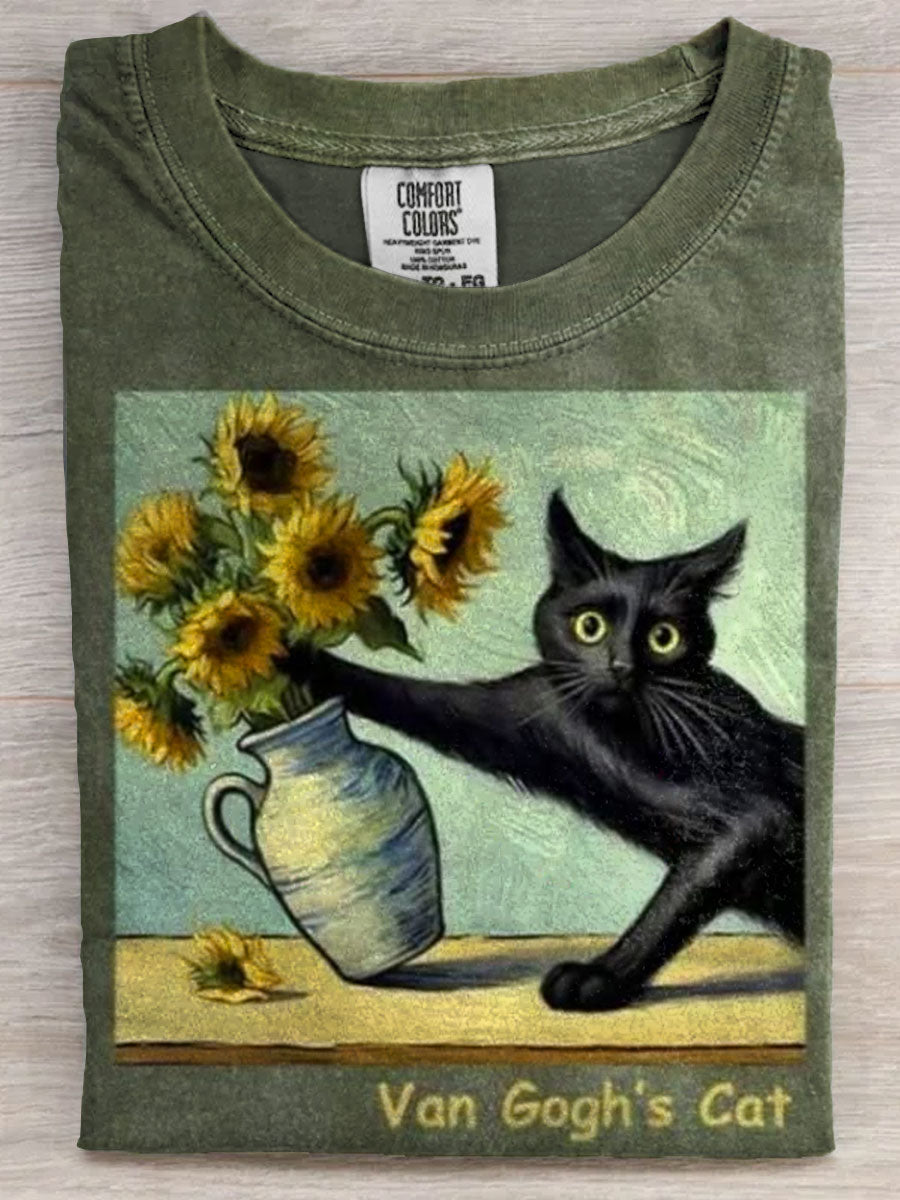 Van Gogn‘s Cat Art Print Casaul Short Sleeve T-shirt