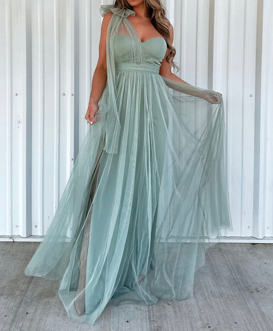 Strapless Tulle Maxi Dress