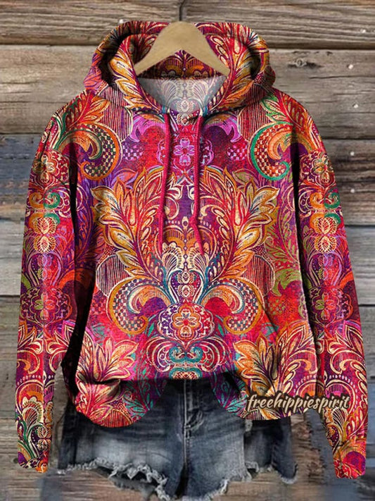 Colorful Ethnic Pattern Printed Casual Hoodie Sweatshirt