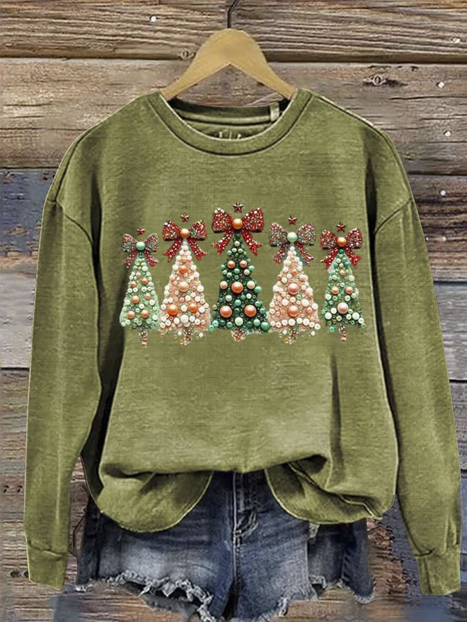 Lovely Christmas Tree Art Print Casual Sweatshirt