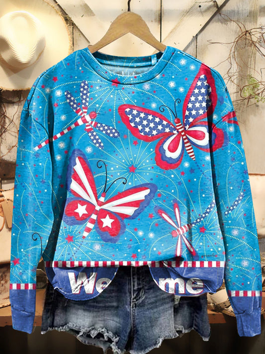 Butterfly and Dragonfly Art Print Casual Sweatshirt