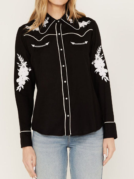 Women's Vintage Western Print Long Sleeve Shirt