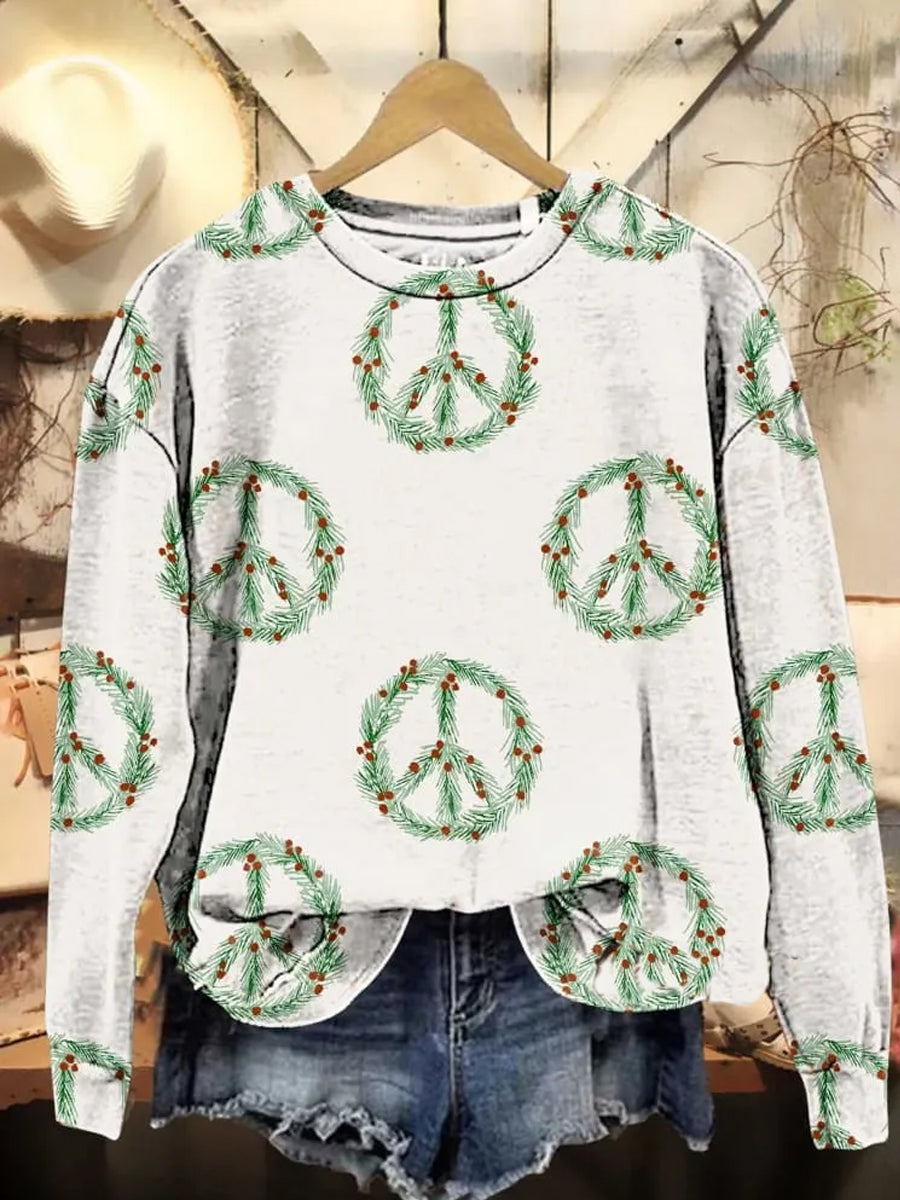 Christmas Peace Sign Casual Sweatshirt