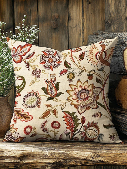 Folk Flower Art Print Casual Pillow