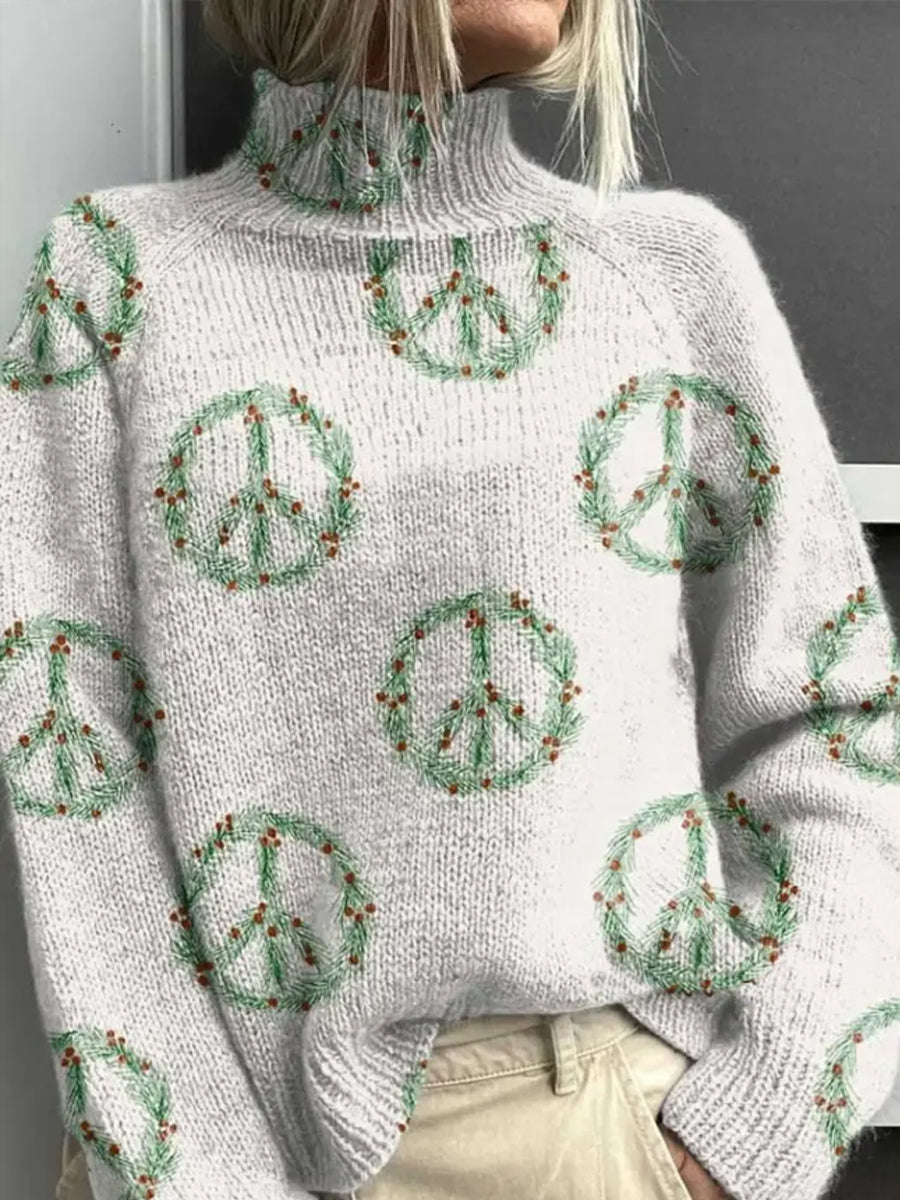 Christmas Peace Sign Casual Sweatshirt