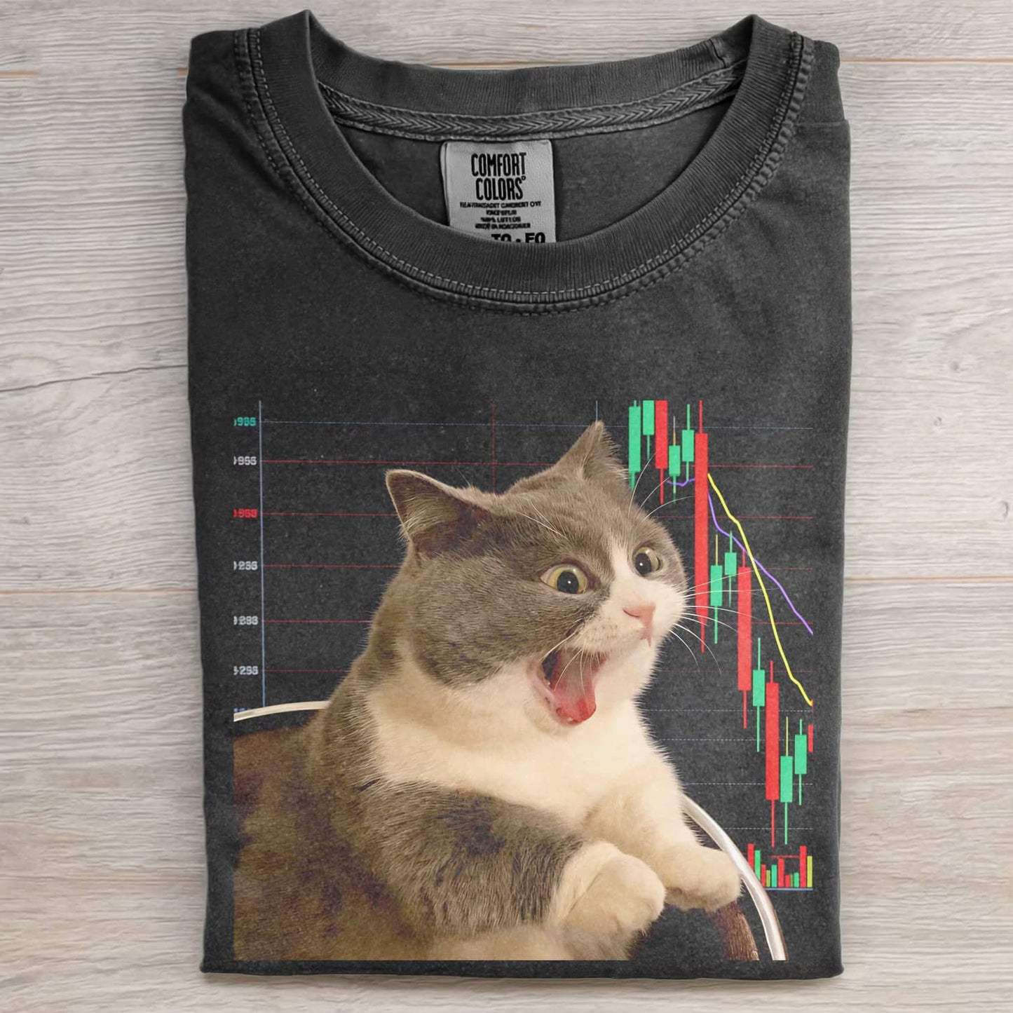 STOCK MARKET SAD CAT MEME T-SHIRT