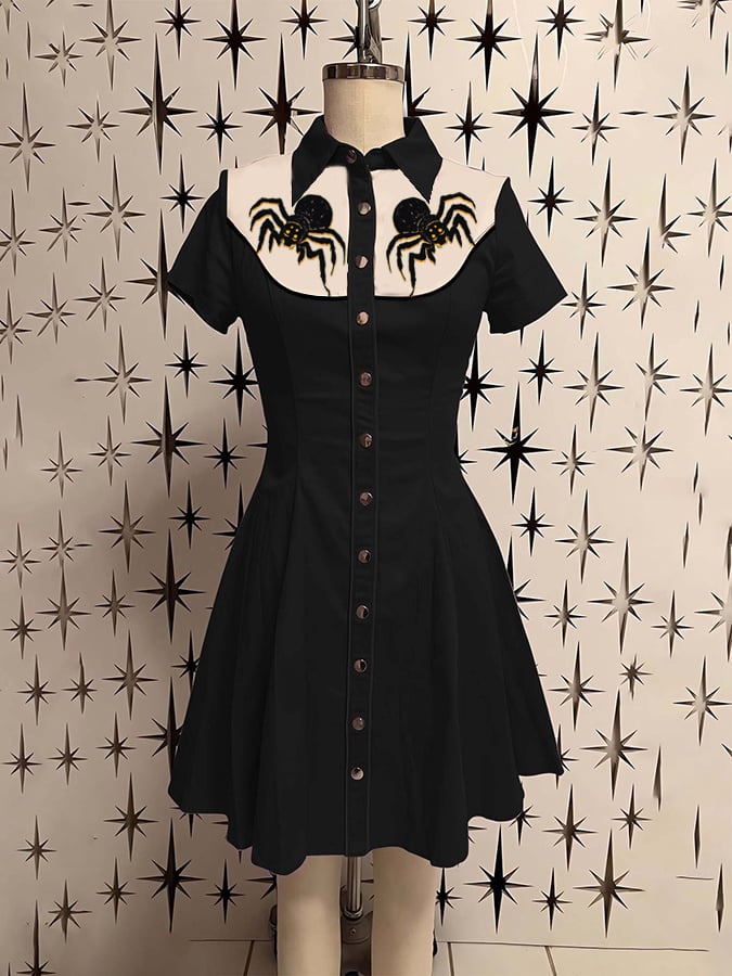 Women'S Spider Print Shirt Dress