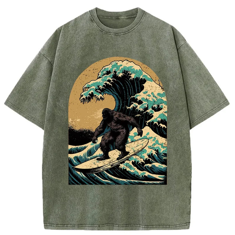 Bigfoot Surfing Washed T-Shirt