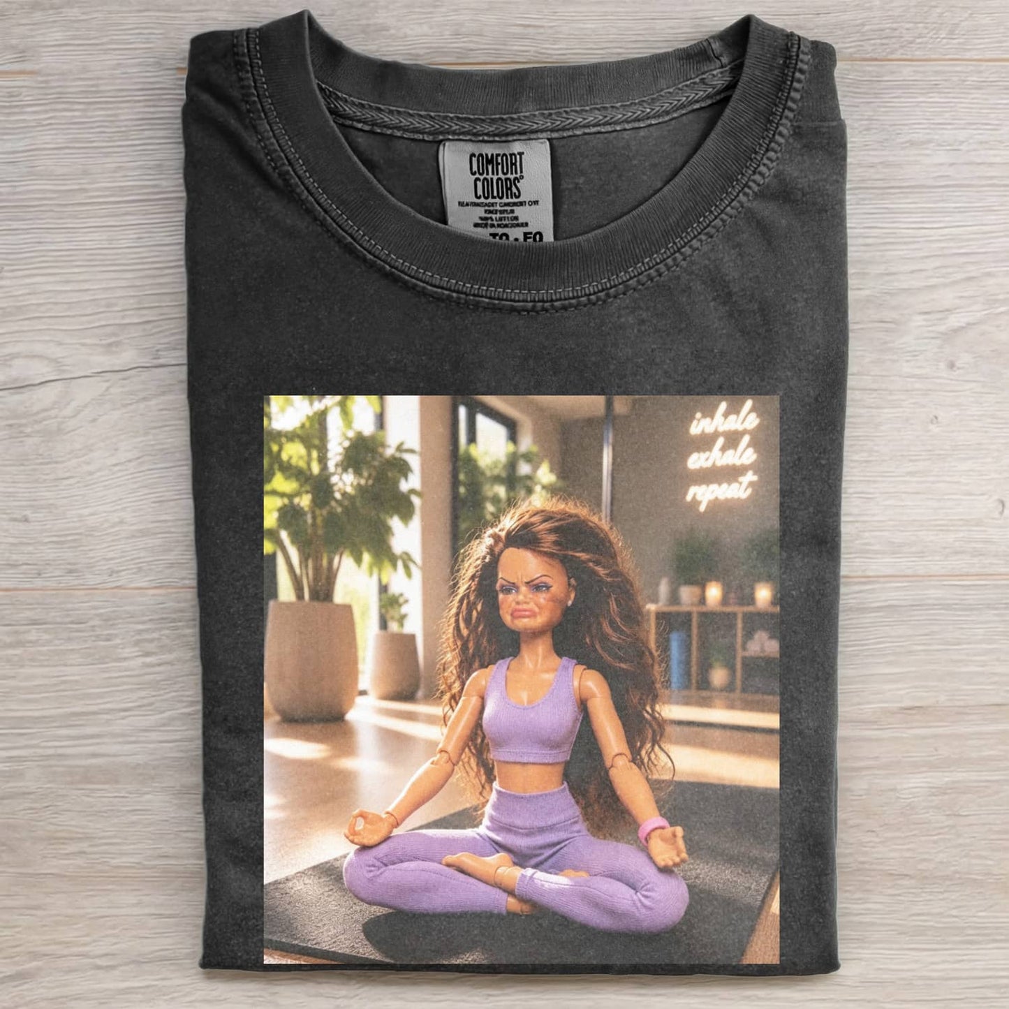 YOGA DOLL GIRL FUNNY FACE MEME TEE