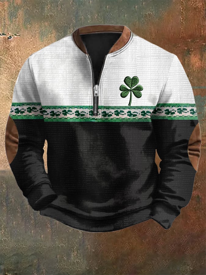 Men's St. Patrick's Day Print Zipper Collar Sweatshirt