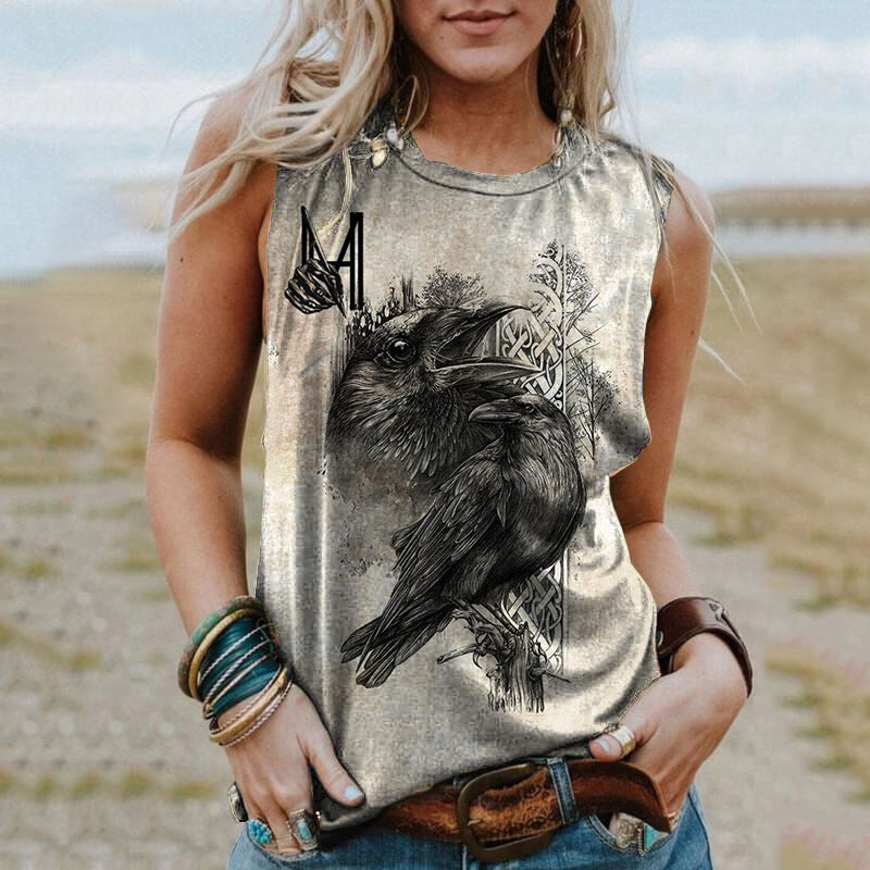 Viking Eagle Print Sleeveless Tank Top