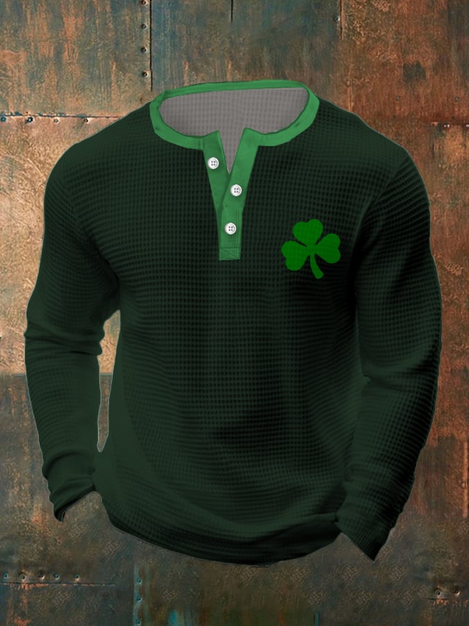 Men's St. Patrick's Day Waffle Henley