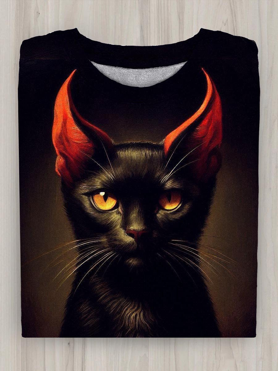 Black Cat Dark Art Print Casual Sweatshirt