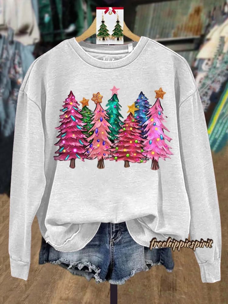 Lovely Christmas Tree Art Print Casual Sweatshirt