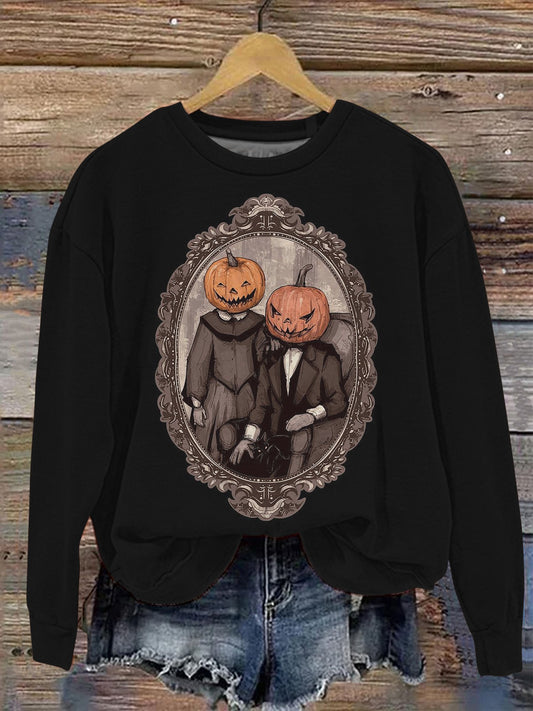 Halloween Pumpkin Family Graphic Printed Casual Sweatshirt