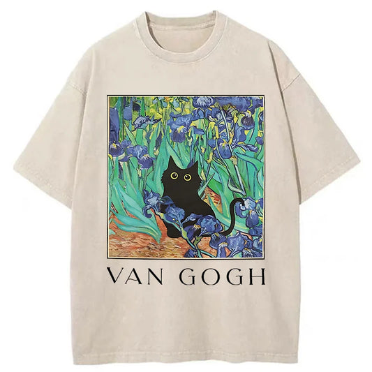 Van Gogh's Cat Japan Washed T-Shirt