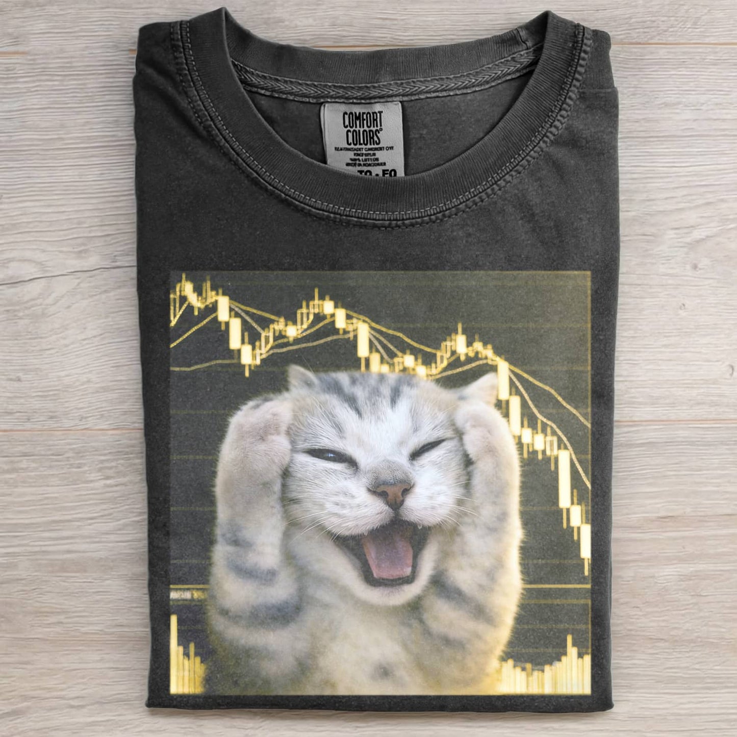 STOCK MARKET SAD CAT MEME T-SHIRT