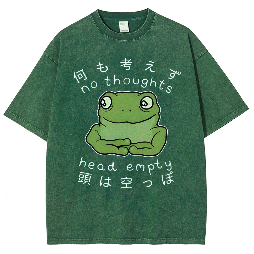 Unisex Frog Printed Washed Tee