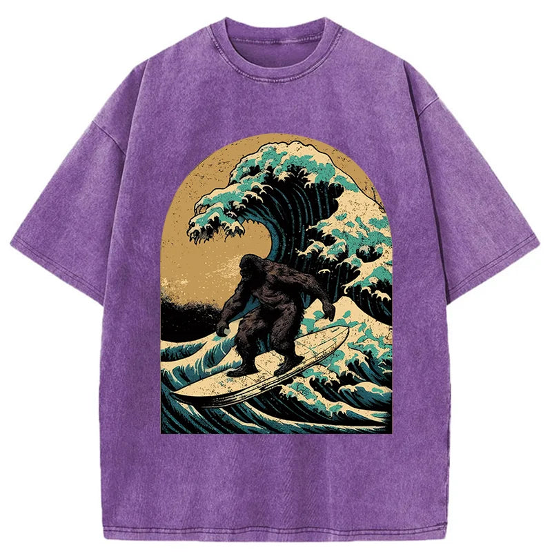 Bigfoot Surfing Washed T-Shirt