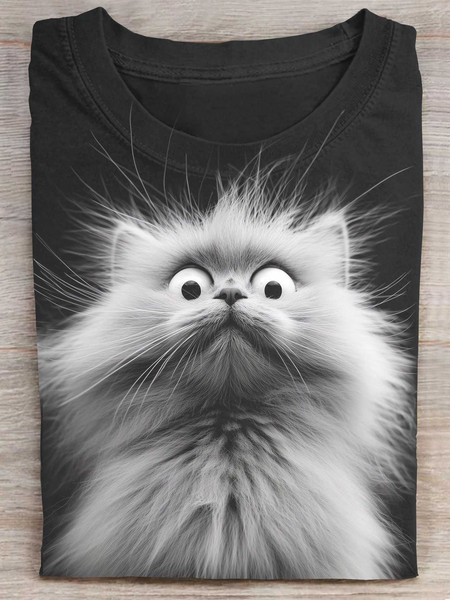 Fluffy Fat Cat Abstract Art Print Casaul T-shirt