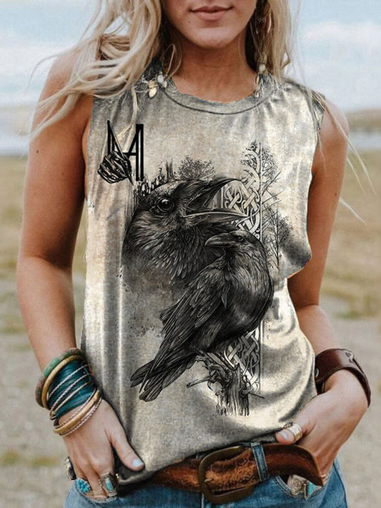 Viking Eagle Print Sleeveless Tank Top