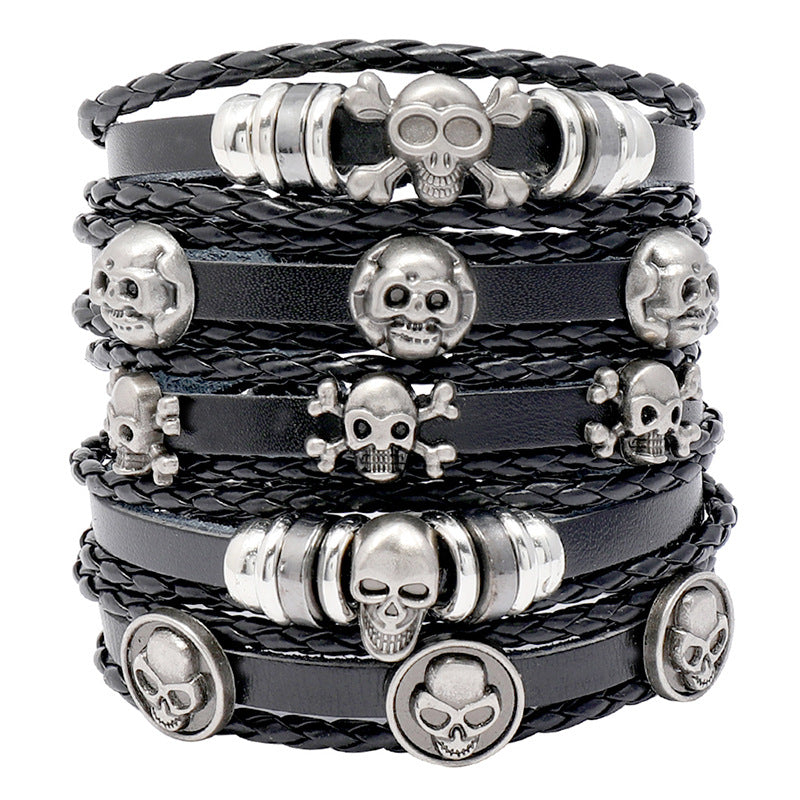 Vintage Gothic Skull Five Piece Bracelet