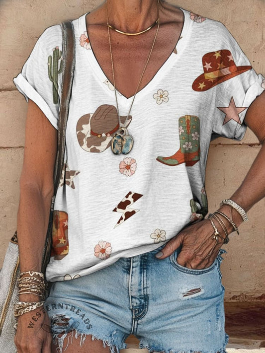 Vintage Printed Casual Top