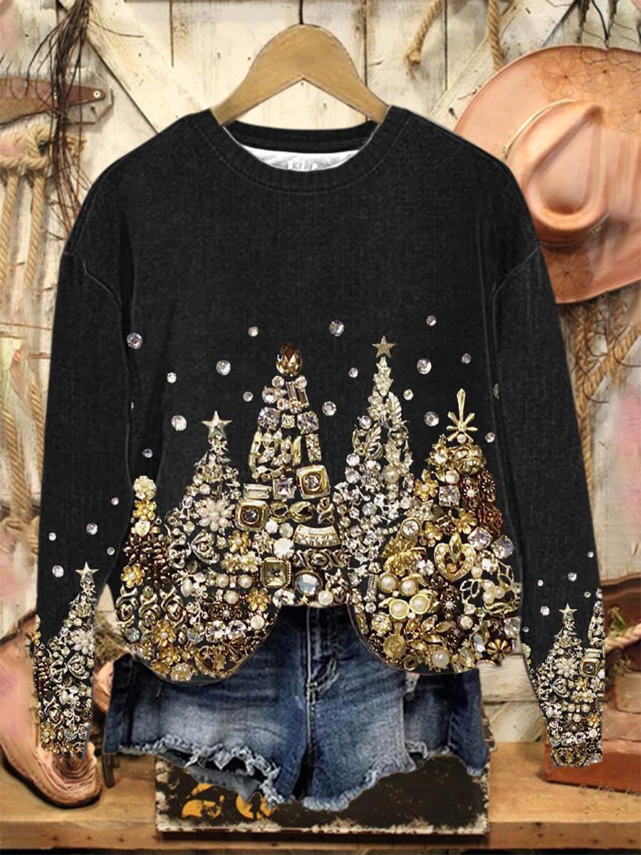 Lovely Shiny Christmas Tree Art Print Casual Sweatshirt