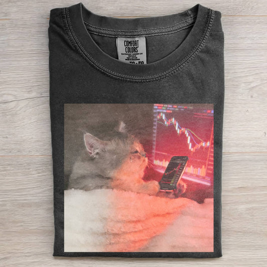 STOCK MARKET SAD CAT MEME T-SHIRT