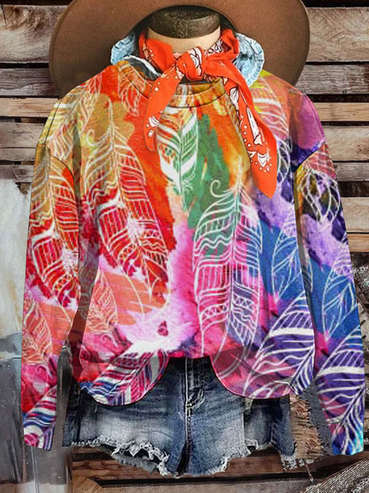 Colorful Feather Hippie Casual  Sweatshirt